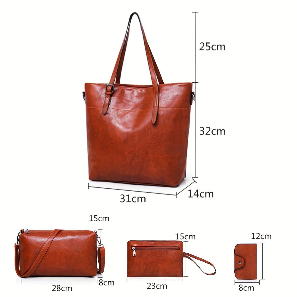 Tote Bag for Women – 4-Piece, Piece Set Satchel Bucket Messenger – detail view 3