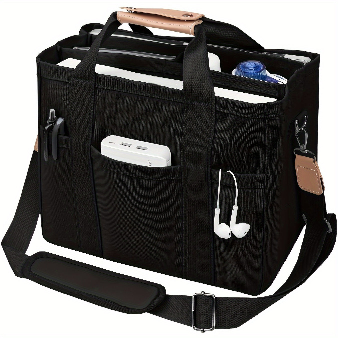 Tote Bag for Women – 5 Colors, Canvas, Multi-Pocket, for Travel & Work – detail view 16