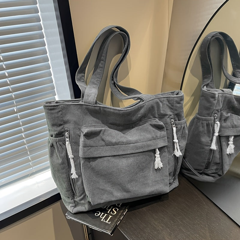 Tote Bag for Women – Corduroy, for Everyday Use – detail view 2