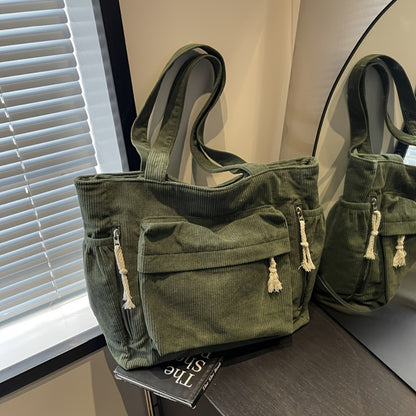 Tote Bag for Women – Corduroy, for Everyday Use – front view