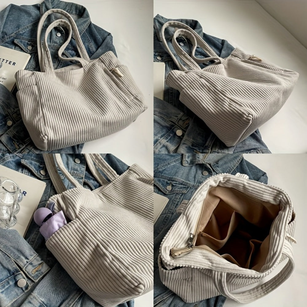 Tote Bag for Women – Corduroy, Lightweight, Large Capacity, for Work & Everyday Use – detail view 13