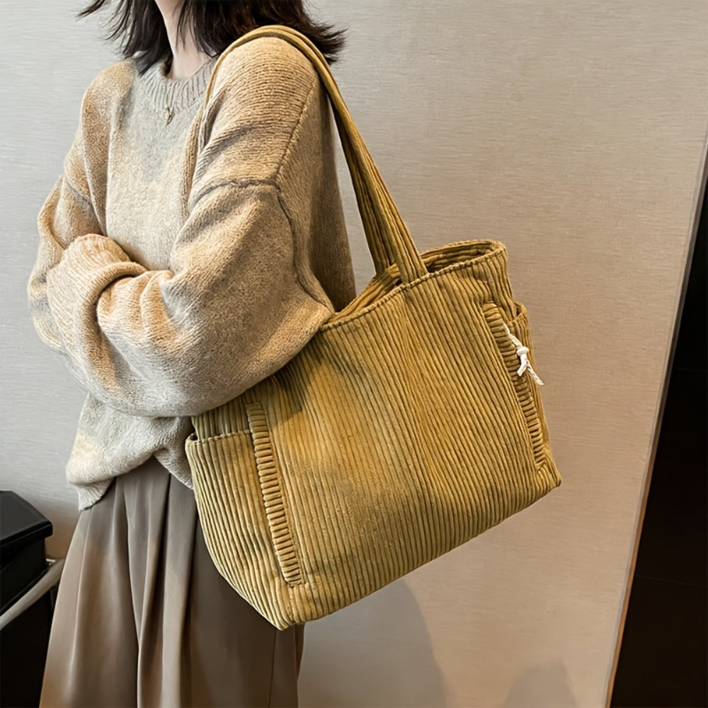 Tote Bag for Women – Corduroy, Large Capacity, Lightweight, Multi-Pocket – detail view 11