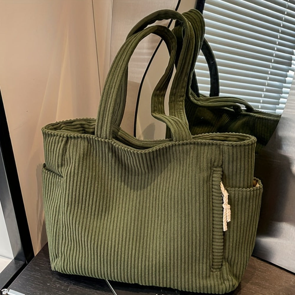 Tote Bag for Women – Corduroy, Large Capacity, Lightweight, Multi-Pocket – detail view 15