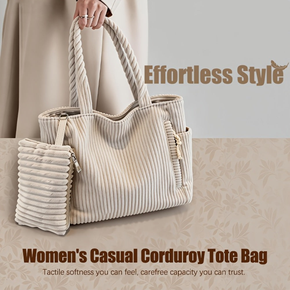 Tote Bag for Women – Corduroy, Large Capacity, Lightweight, Multi-Pocket – alternate view