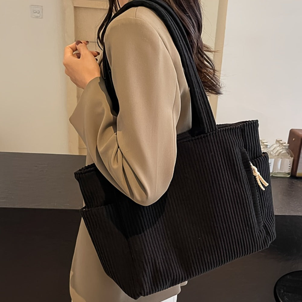 Tote Bag for Women – Corduroy, Large Capacity, Lightweight, Multi-Pocket – detail view 20