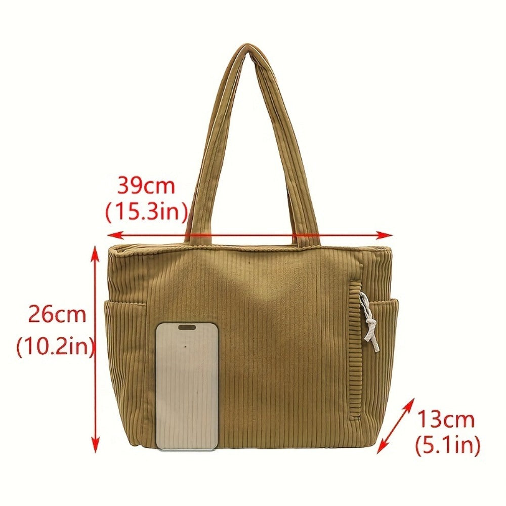 Tote Bag for Women – Corduroy, Large Capacity, Lightweight, Multi-Pocket – detail view 23