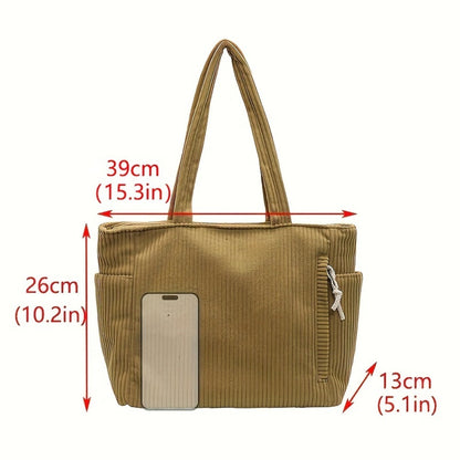 Tote Bag for Women – Corduroy, Large Capacity, Lightweight, Multi-Pocket – detail view 23