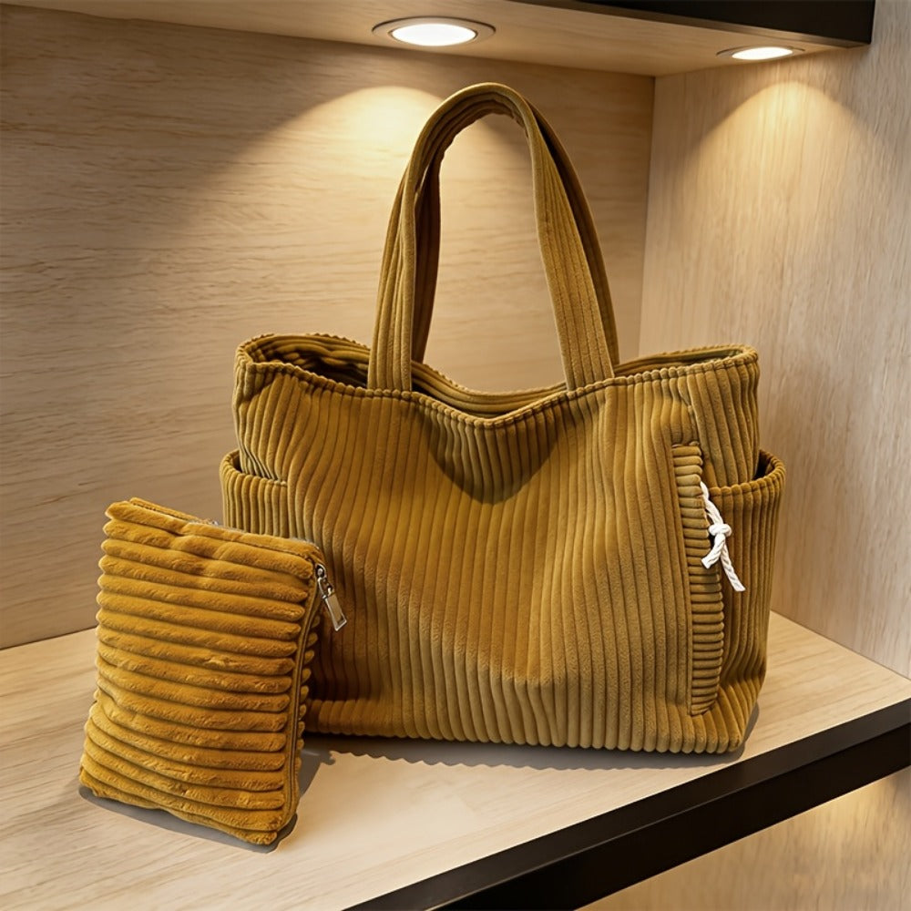 Tote Bag for Women – Corduroy, Large Capacity, Lightweight, Multi-Pocket – detail view 2