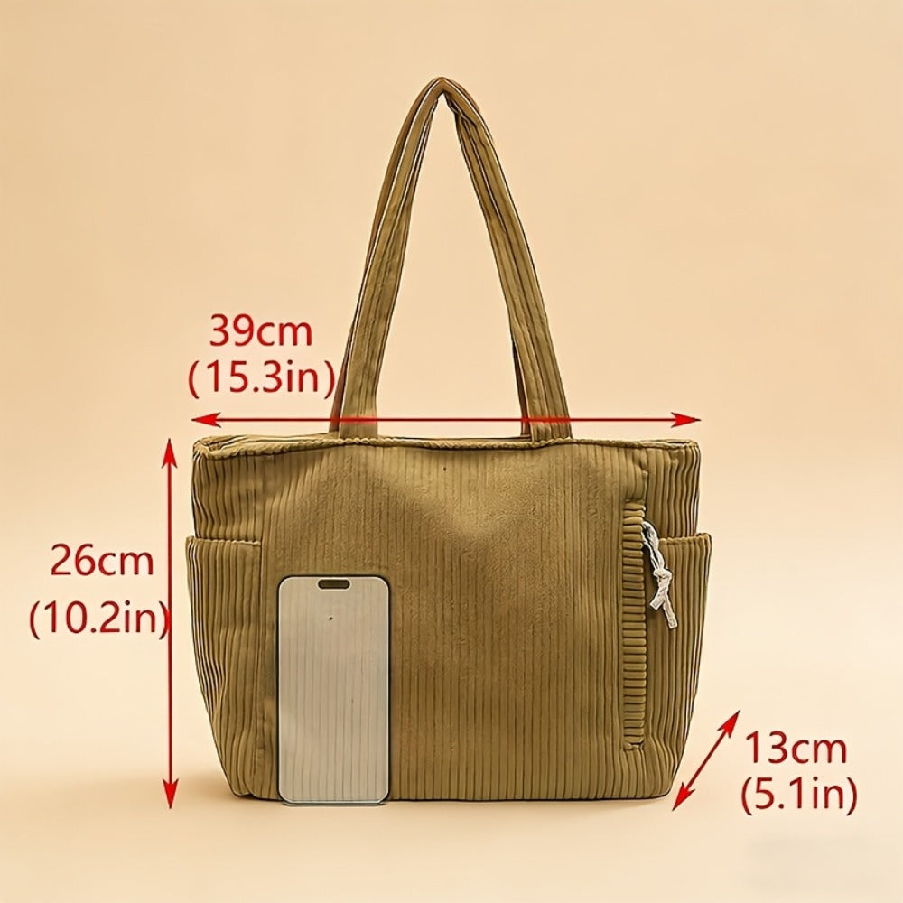 Tote Bag for Women – Corduroy, Large Capacity, Lightweight, Multi-Pocket – detail view 3
