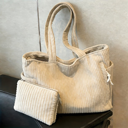 Tote Bag for Women – Corduroy, Large Capacity, Lightweight, Multi-Pocket – detail view 4