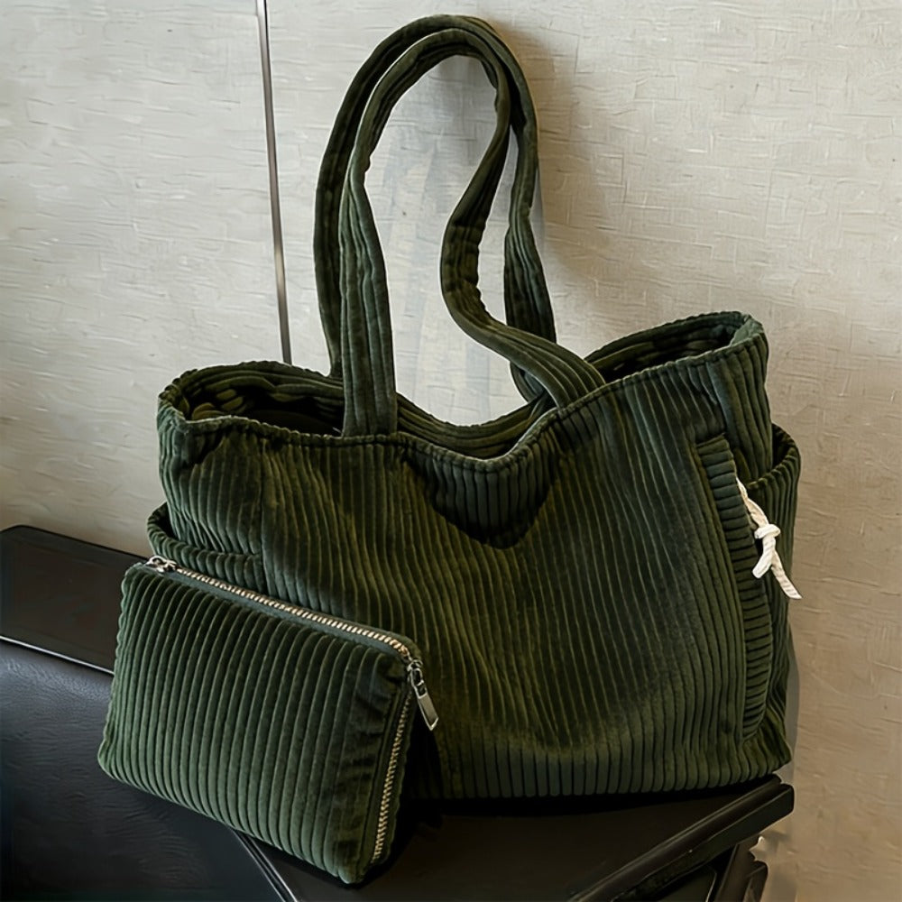 Tote Bag for Women – Corduroy, Large Capacity, Lightweight, Multi-Pocket – detail view 6