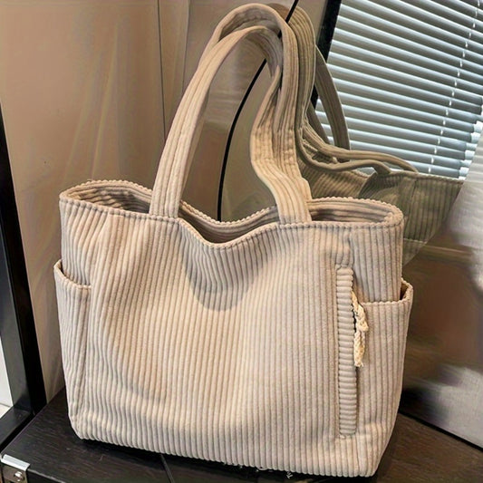 Tote Bag for Women – Corduroy, Large Capacity, Lightweight, Multi-Pocket – front view