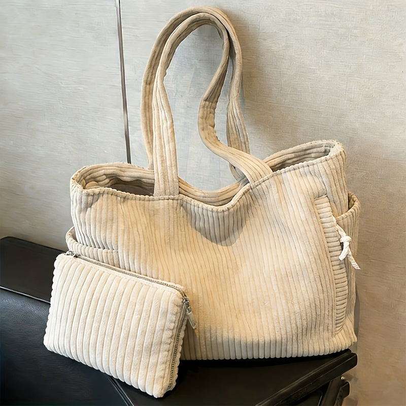 Tote Bag for Women – Corduroy, Large Capacity, Lightweight, Multi-Pocket – detail view 26