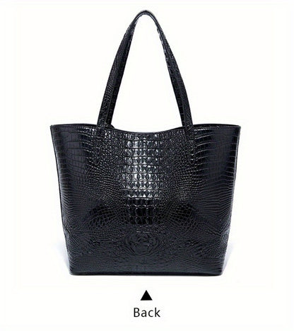 Tote Bag for Women – Large Capacity, Crocodile Pattern Two Piece Set – detail view 29