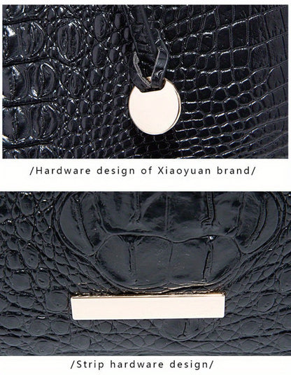 Tote Bag for Women – Large Capacity, Crocodile Pattern Two Piece Set – detail view 31