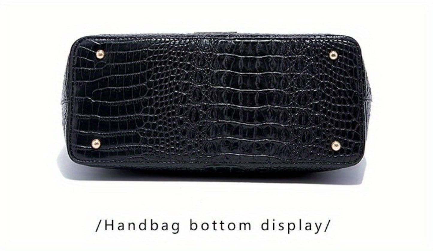 Tote Bag for Women – Large Capacity, Crocodile Pattern Two Piece Set – detail view 33