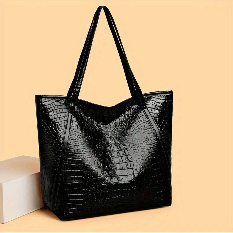 Tote Bag for Women – Large Capacity, Crocodile Print Large Capacity Scratch – detail view 17
