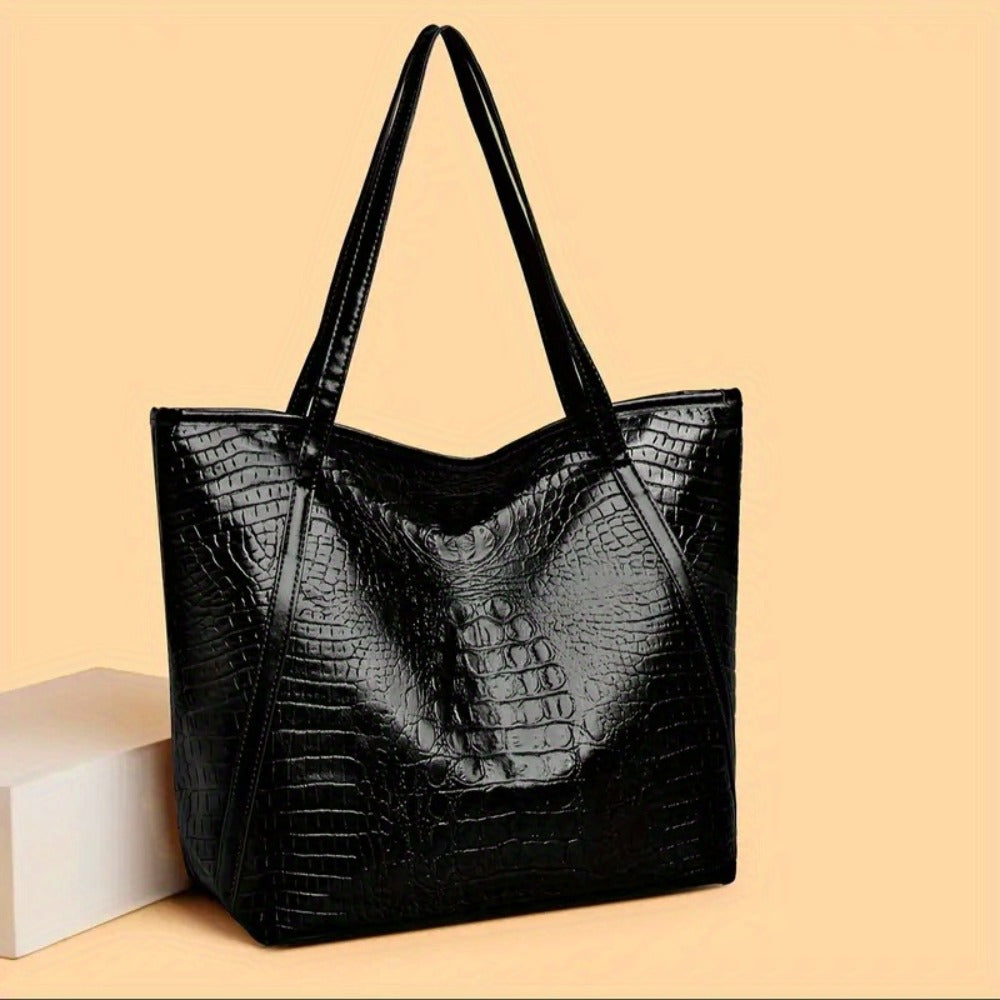 Tote Bag for Women – Large Capacity, Crocodile Print Large Capacity Scratch – detail view 4