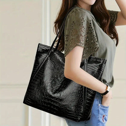 Tote Bag for Women – Large Capacity, Crocodile Print Large Capacity Scratch – detail view 5