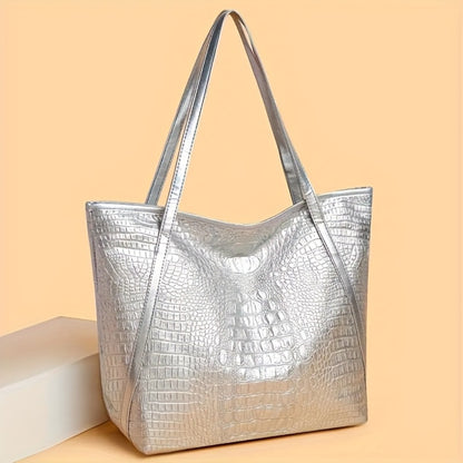 Tote Bag for Women – Large Capacity, Crocodile Print Large Capacity Scratch – detail view 6