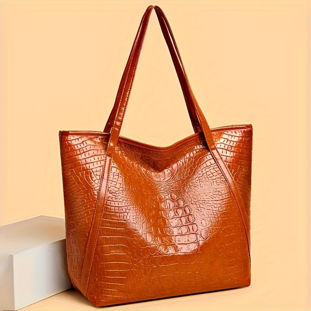 Tote Bag for Women – Large Capacity, Crocodile Print Large Capacity Scratch – detail view 8