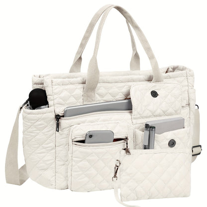 Tote Bag for Women – 6 Colors, Nylon, Quilted, Adjustable Strap – detail view 11