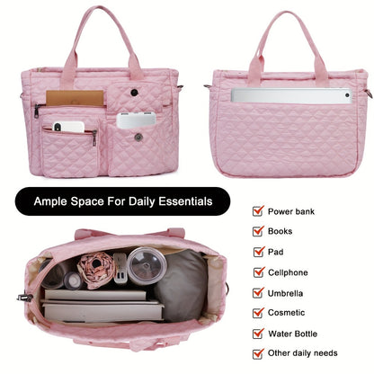 Tote Bag for Women – 6 Colors, Nylon, Quilted, Adjustable Strap – detail view 13