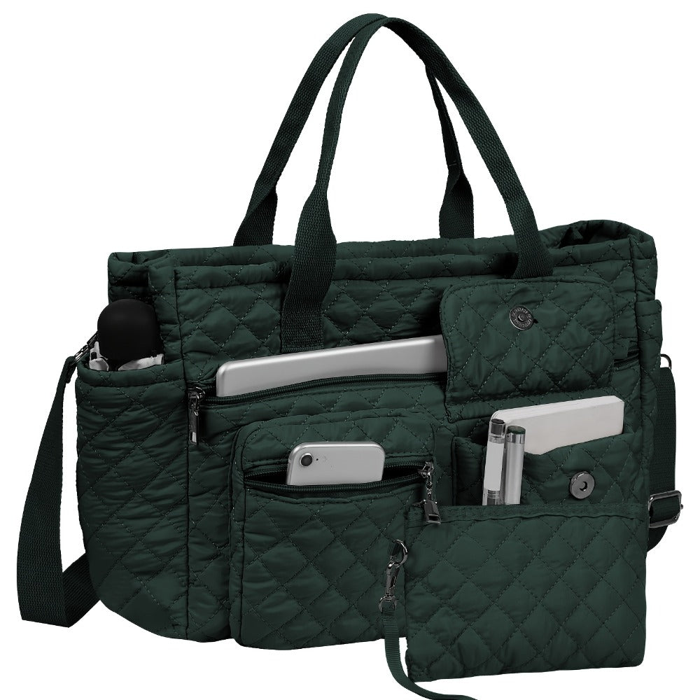 Tote Bag for Women – 6 Colors, Nylon, Quilted, Adjustable Strap – front view