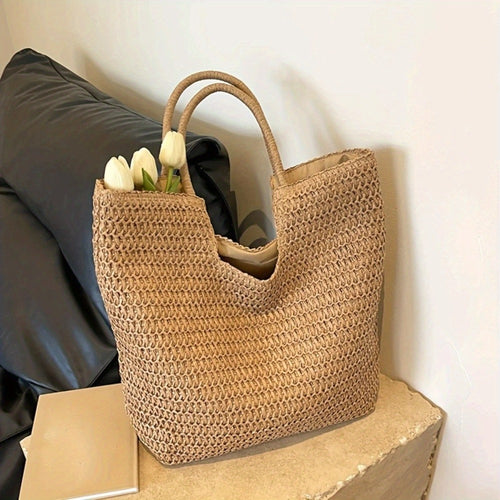 Tote Bag for Women – Straw, Large Capacity – front view