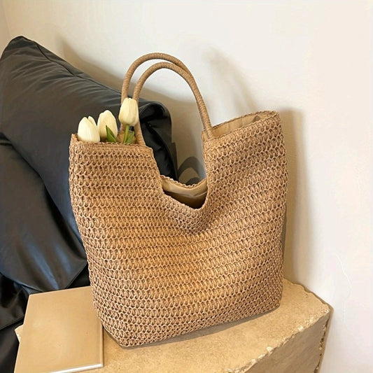 Tote Bag for Women – Straw, Large Capacity – front view