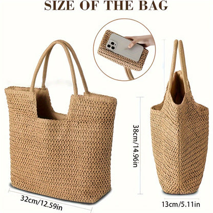 Tote Bag for Women – Straw, Large Capacity, for Travel – detail view 3