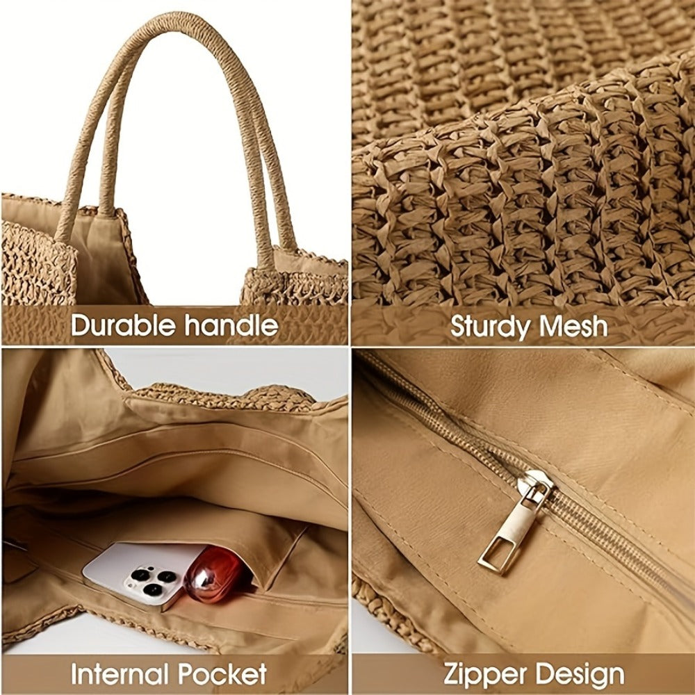 Tote Bag for Women – Straw, Large Capacity, for Travel – detail view 6