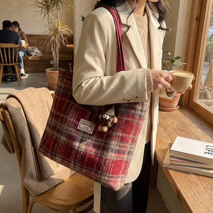 Tote Bag for Women – for Travel & Everyday Use, Checkered Medium Casual Campus Sweet – detail view 8