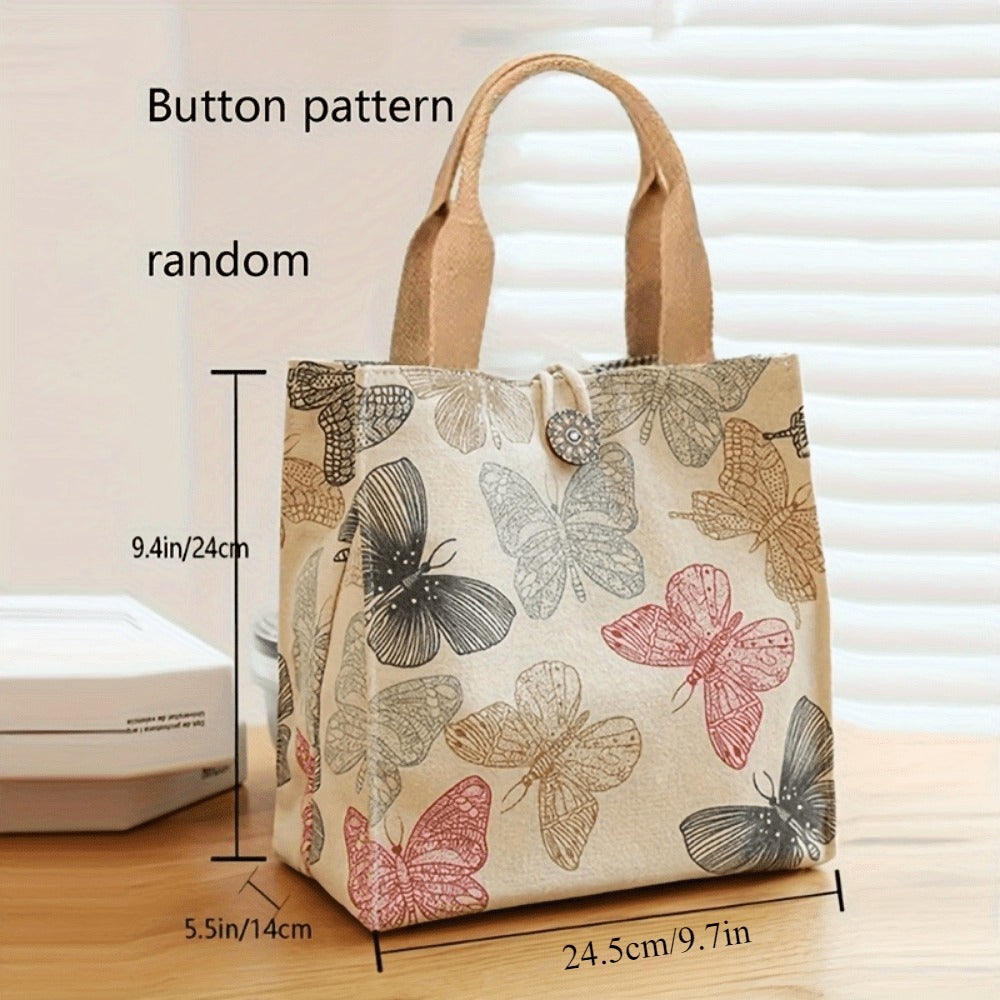 Tote Bag for Women – for Travel & Work, Butterfly Lunch Insulated Bento Aesthetic – detail view 4