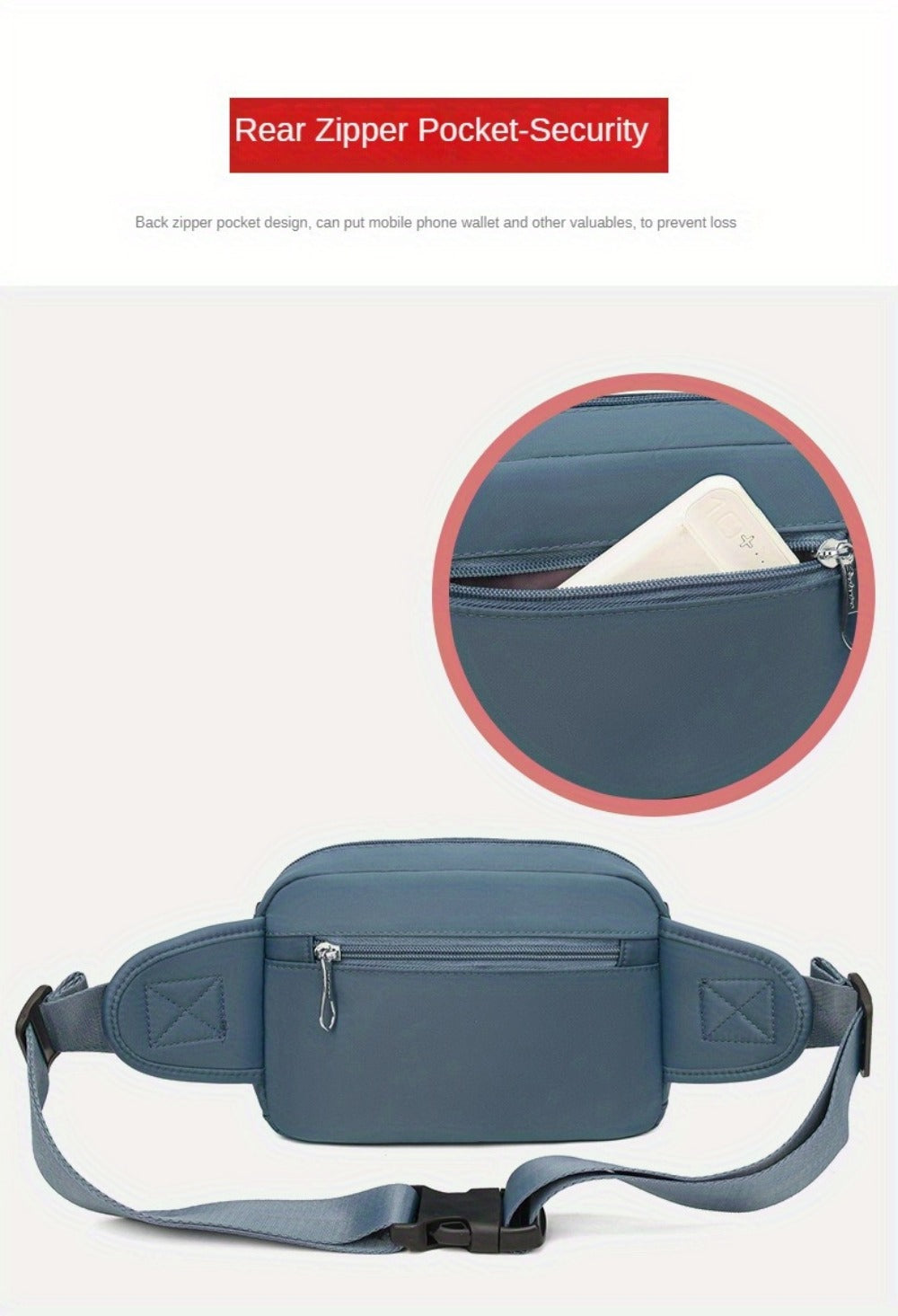 Waist Bag – Adjustable Strap, for Travel & Everyday Use – detail view 10