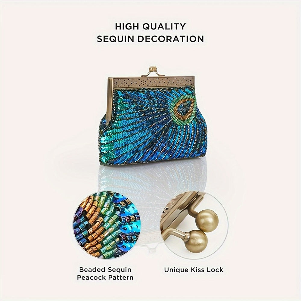 Women's Wallet – 1920s Flapper Peacock Clutch Vintage – detail view 6