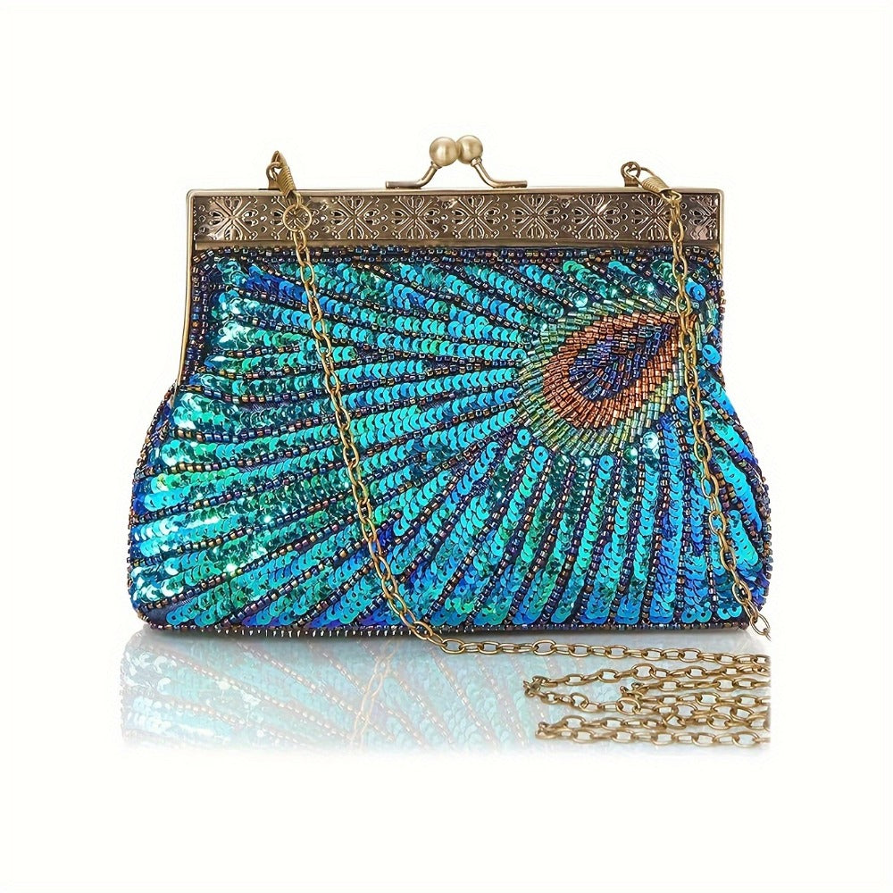 Women's Wallet – 1920s Flapper Peacock Clutch Vintage – front view