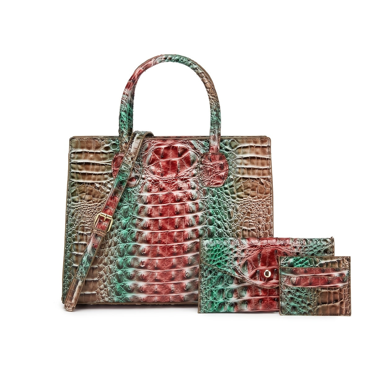 Women's Wallet – 3-Piece, Piece Crocodile Pattern Set Clutch – detail view 26