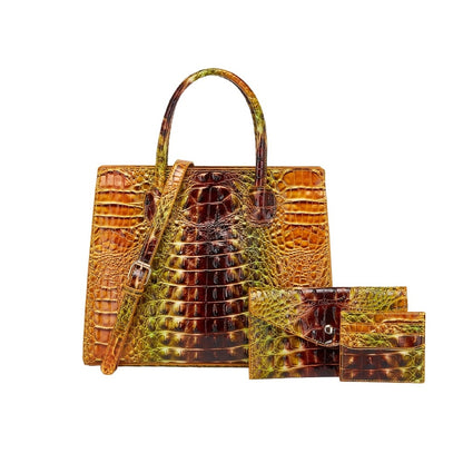 Women's Wallet – 3-Piece, Piece Crocodile Pattern Set Clutch – detail view 4