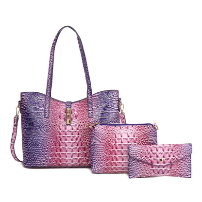 Women's Wallet – 3-Piece, Piece Faux Leather Set Crocodile – detail view 3