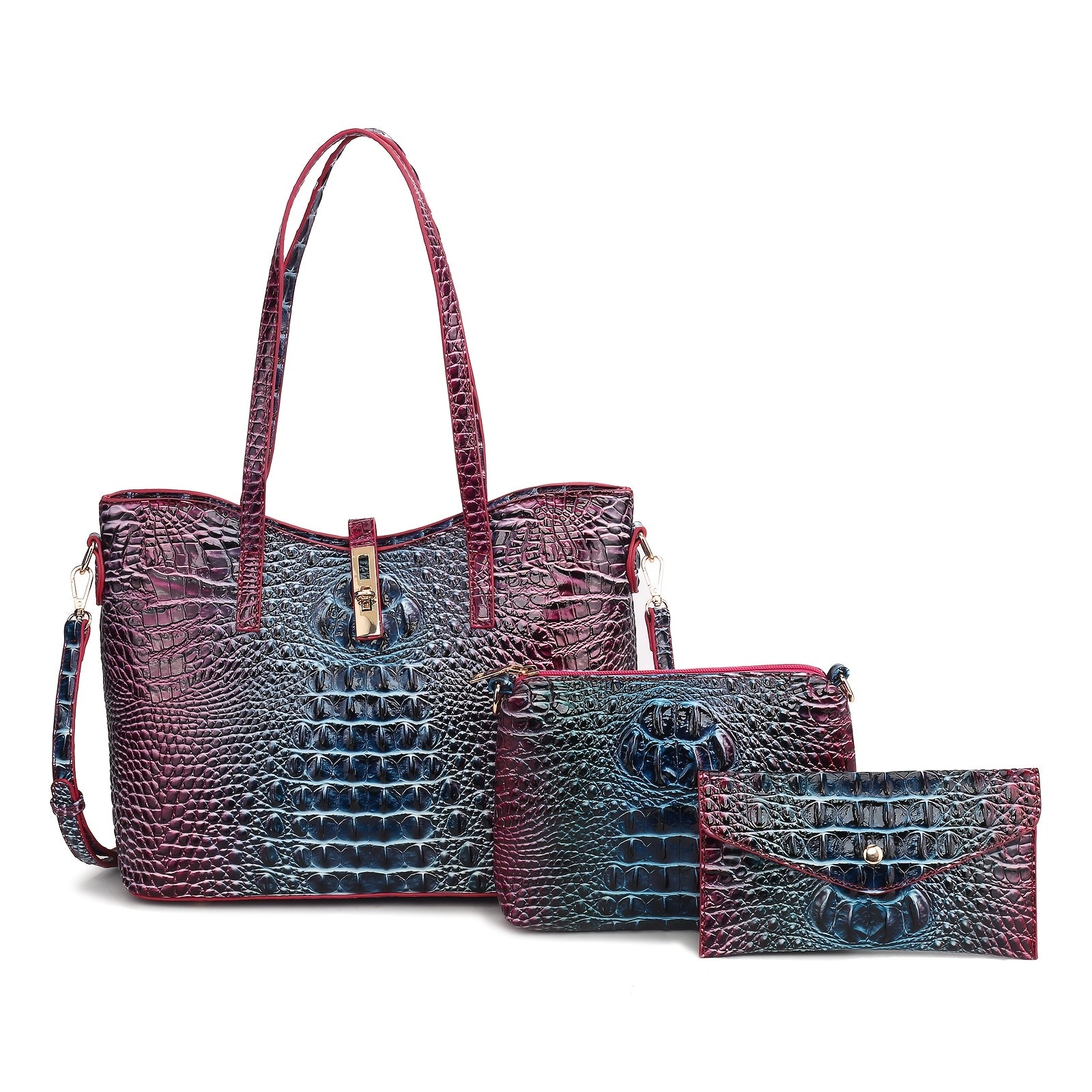 Women's Wallet – 3-Piece, Piece Faux Leather Set Crocodile – detail view 27