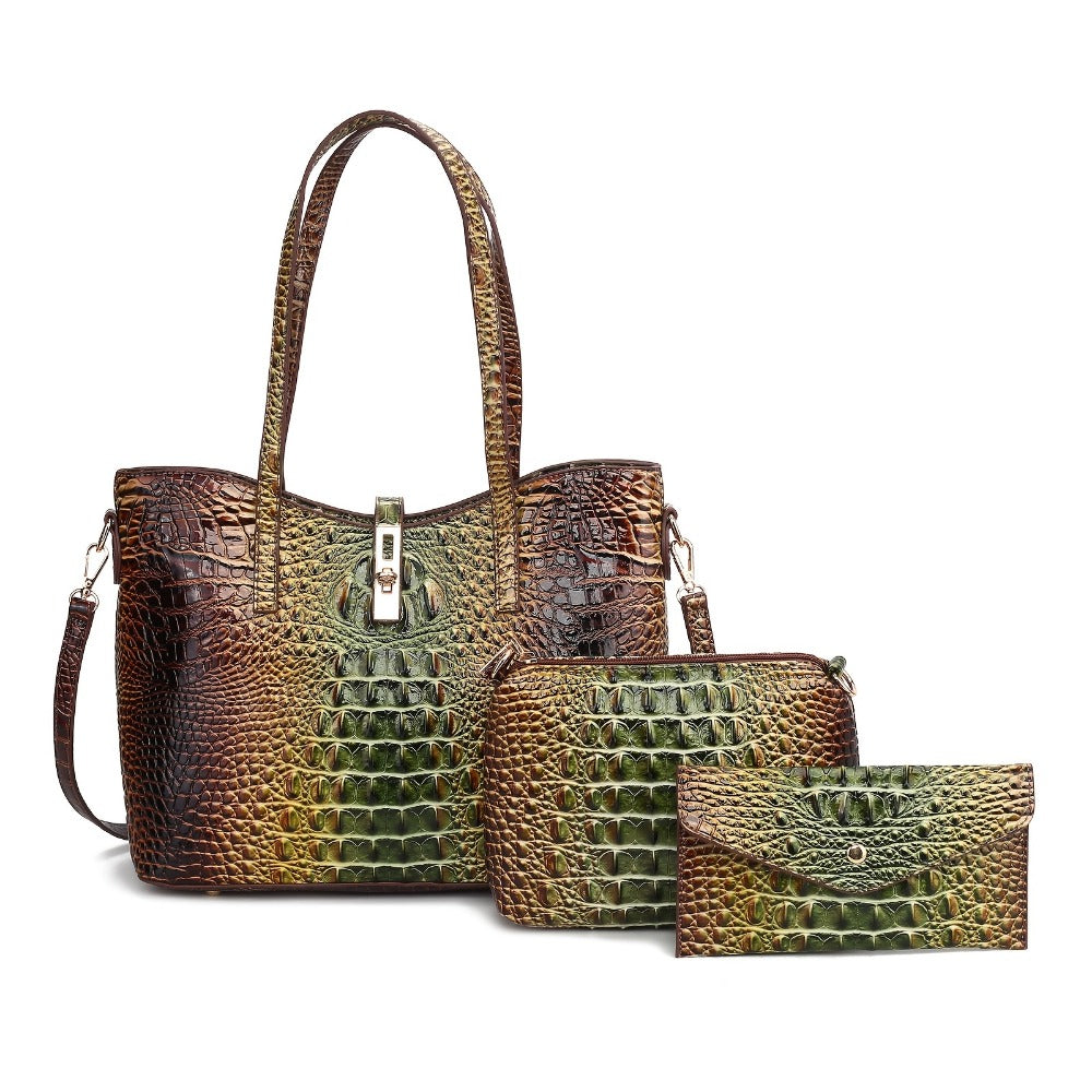 Women's Wallet – 3-Piece, Piece Faux Leather Set Crocodile – detail view 6