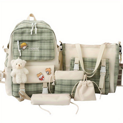 Women's Wallet – 5-Piece, Canvas, Large Capacity, for School – front view