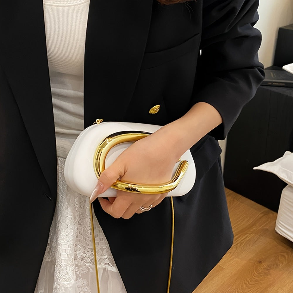 Women's Wallet – Acrylic Evening Clutch Golden Metal – detail view 11