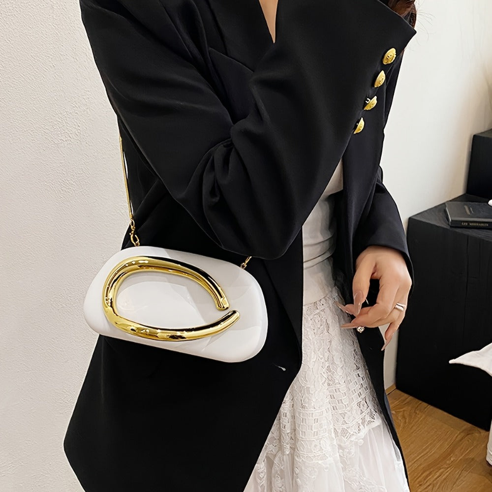 Women's Wallet – Acrylic Evening Clutch Golden Metal – detail view 13