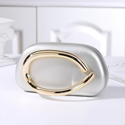 Women's Wallet – Acrylic Evening Clutch Golden Metal – detail view 6