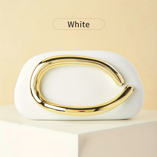 Women's Wallet – Acrylic Evening Clutch Golden Metal – front view