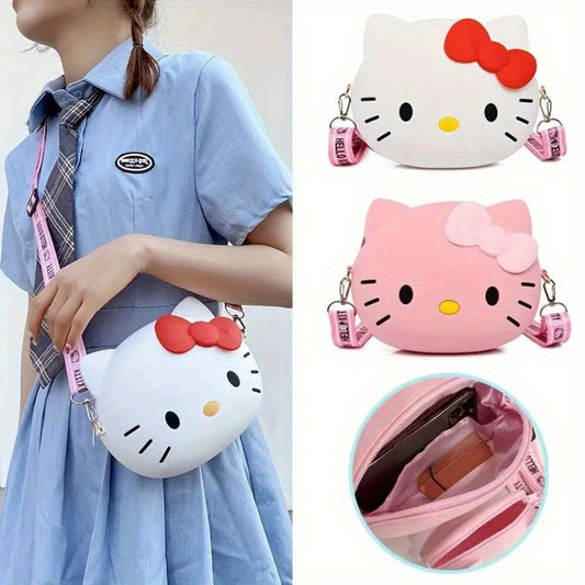 Women's Wallet – Adjustable Strap, Cute Kitty Anime Cat Coin – front view