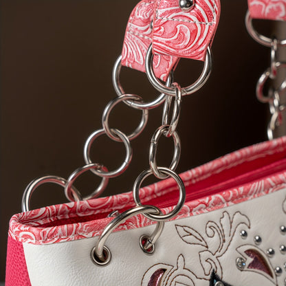 Women's Wallet – Adjustable Strap, Western Style Rhinestone Butterfly Flower – detail view 11