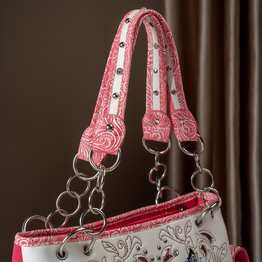 Women's Wallet – Adjustable Strap, Western Style Rhinestone Butterfly Flower – detail view 13